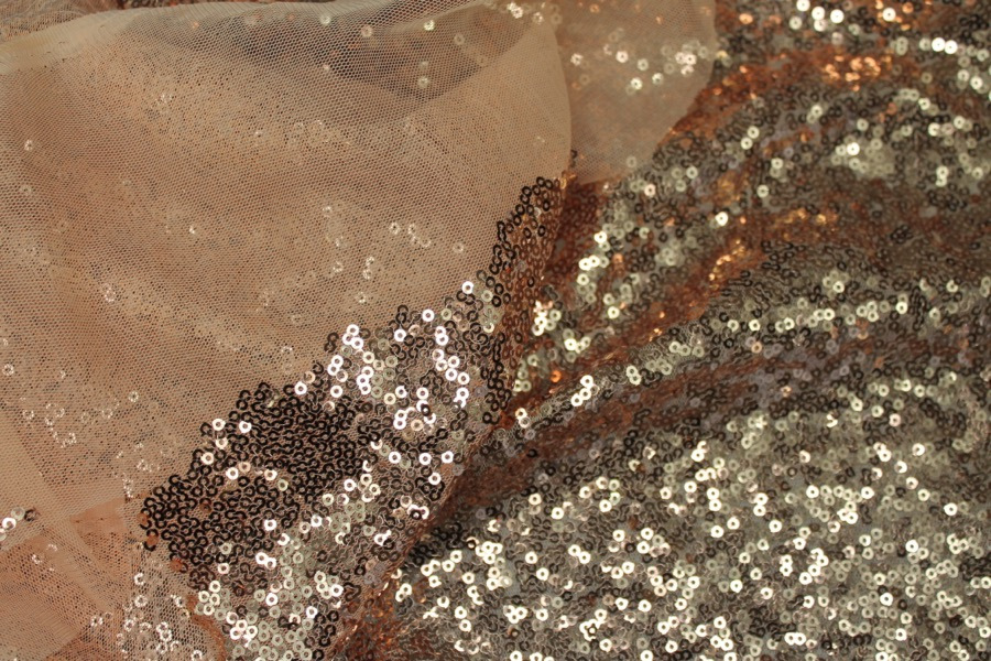 Small Rose Gold Sequin On Tulle fabric, image 7 of 9