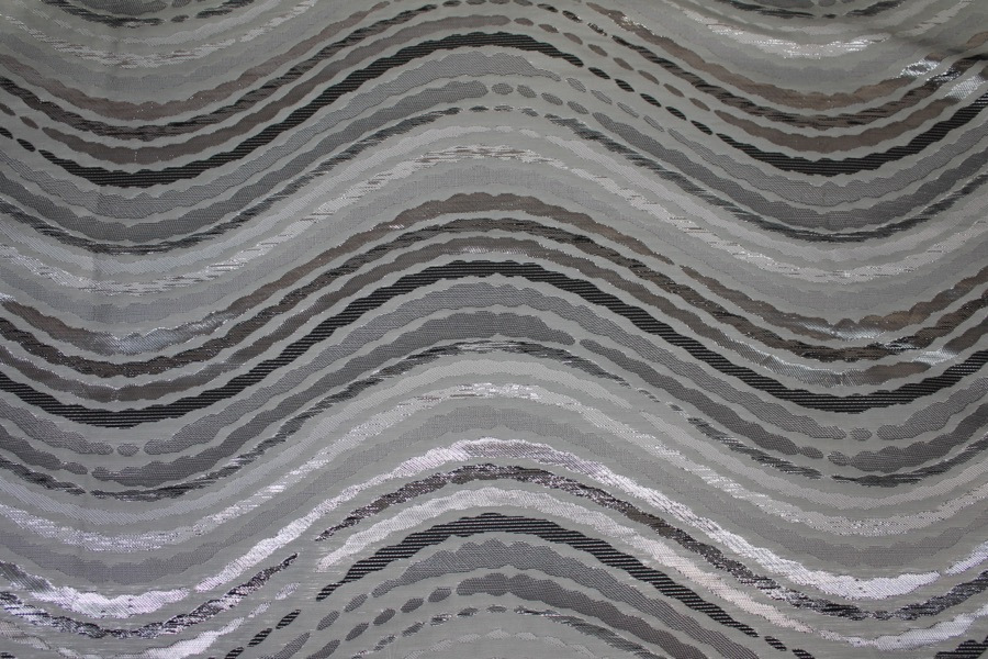 Reversible Black, Grey and Silver Wavy Brocade fabric, image 9 of 9