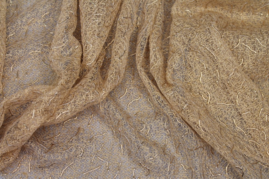 Gold Squiggle Texture Mesh fabric, image 3 of 6