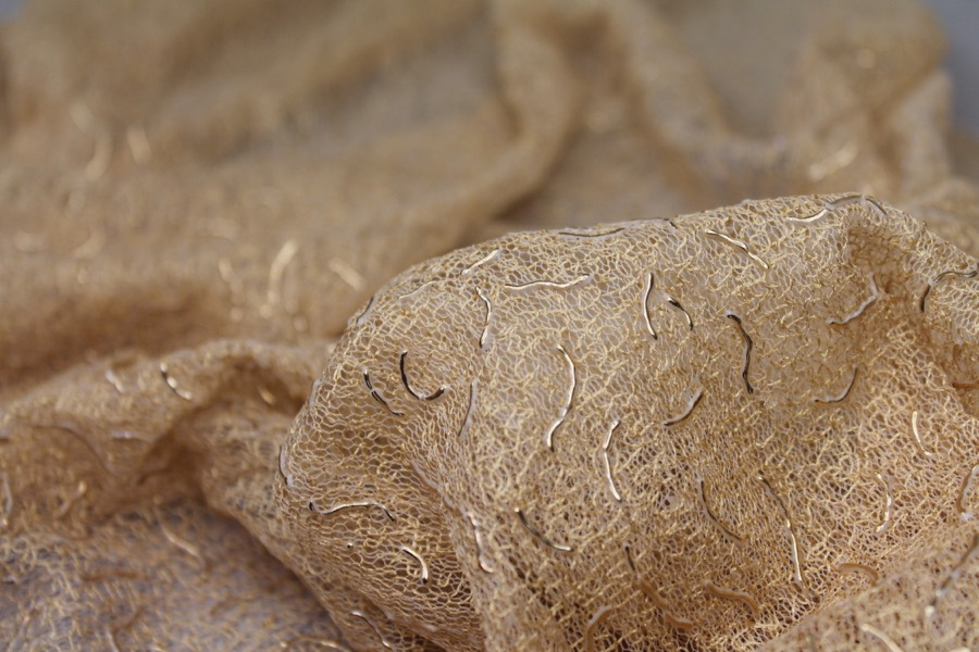 Gold Squiggle Texture Mesh fabric