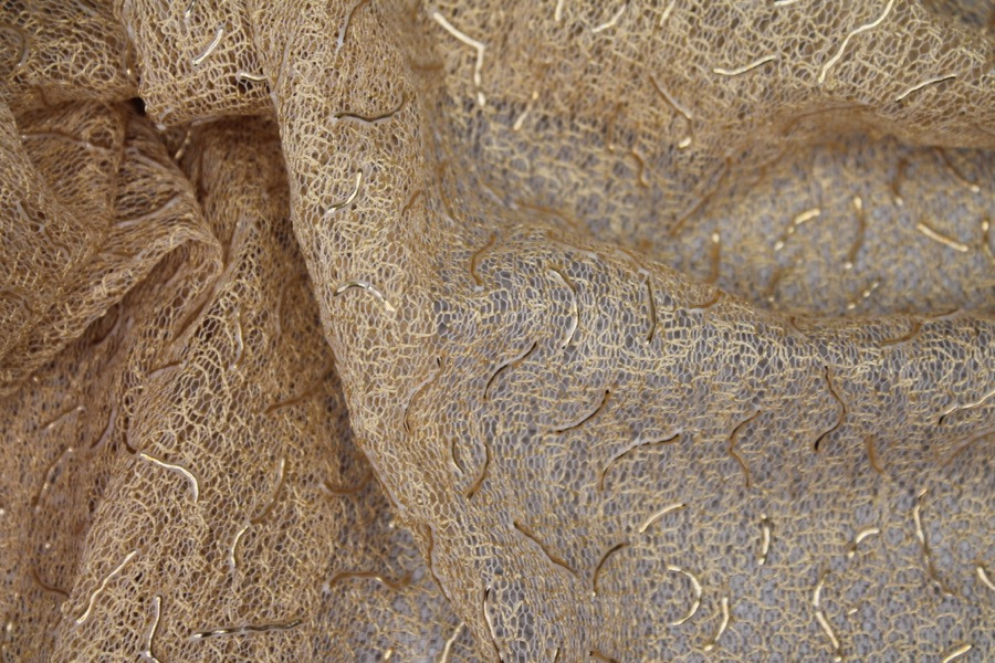 Gold Squiggle Texture Mesh fabric, image 2 of 6