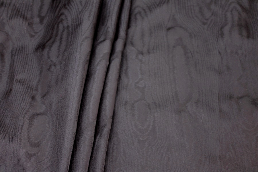 Woven Moiré Brocade Fabric - Black, image 2 of 5