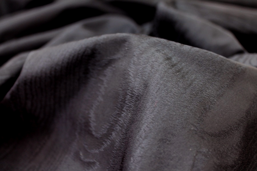 Woven Moiré Brocade Fabric - Black, image 4 of 5