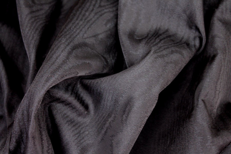 Woven Moiré Brocade Fabric - Black, image 3 of 5