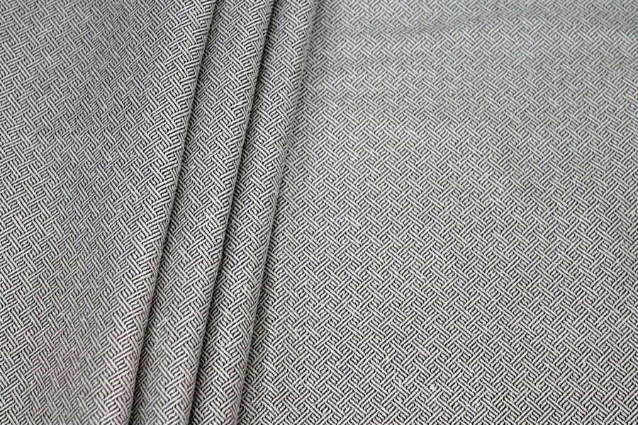 Geometric Black and Ivory Brocade fabric, image 2 of 7