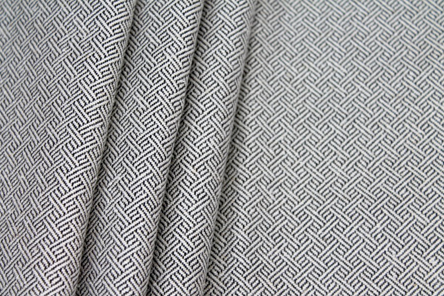 Geometric Black and Ivory Brocade fabric, image 3 of 7