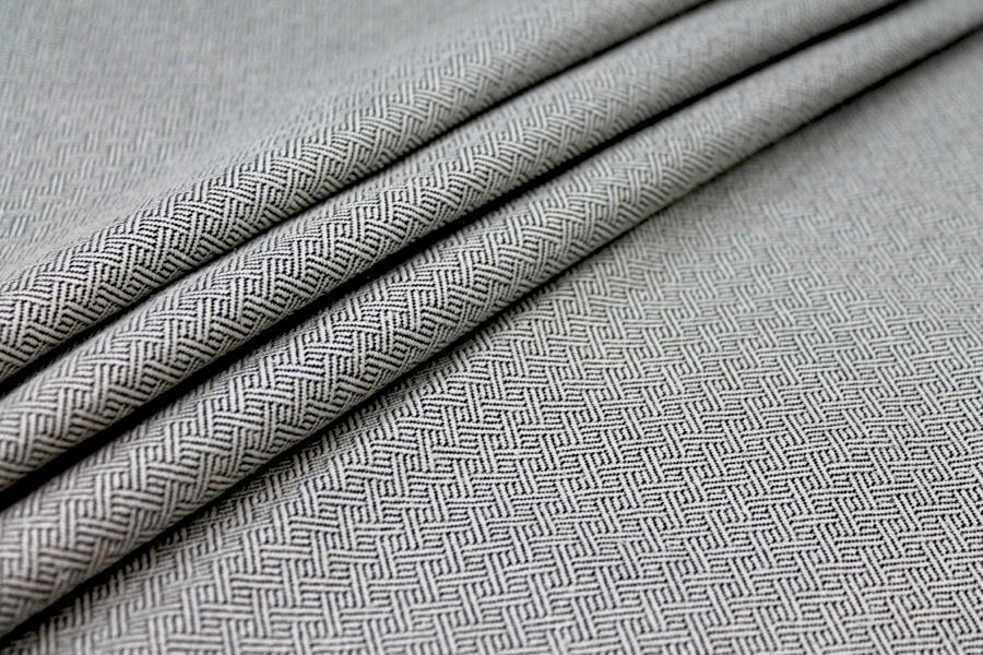 Geometric Black and Ivory Brocade fabric, image 4 of 7