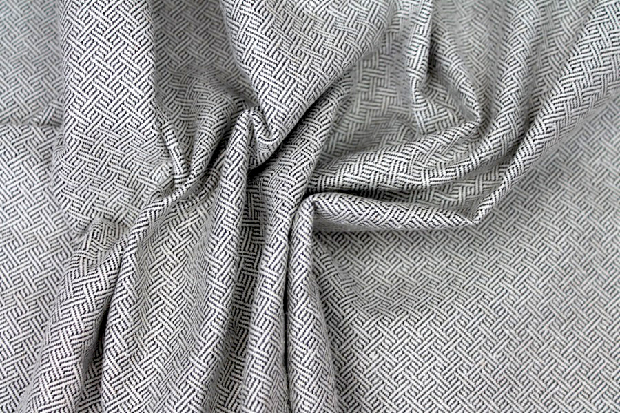 Geometric Black and Ivory Brocade fabric, image 5 of 7