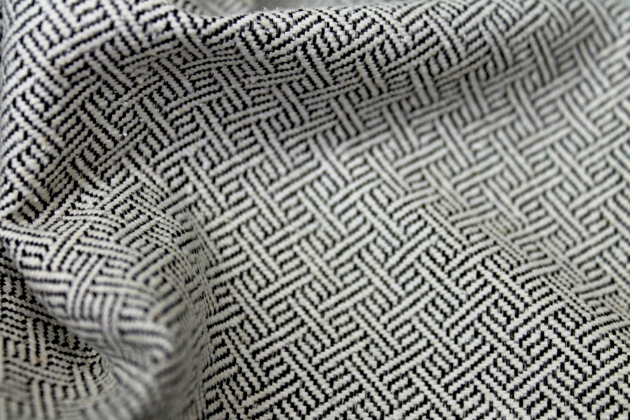Geometric Black and Ivory Brocade fabric, image 7 of 7