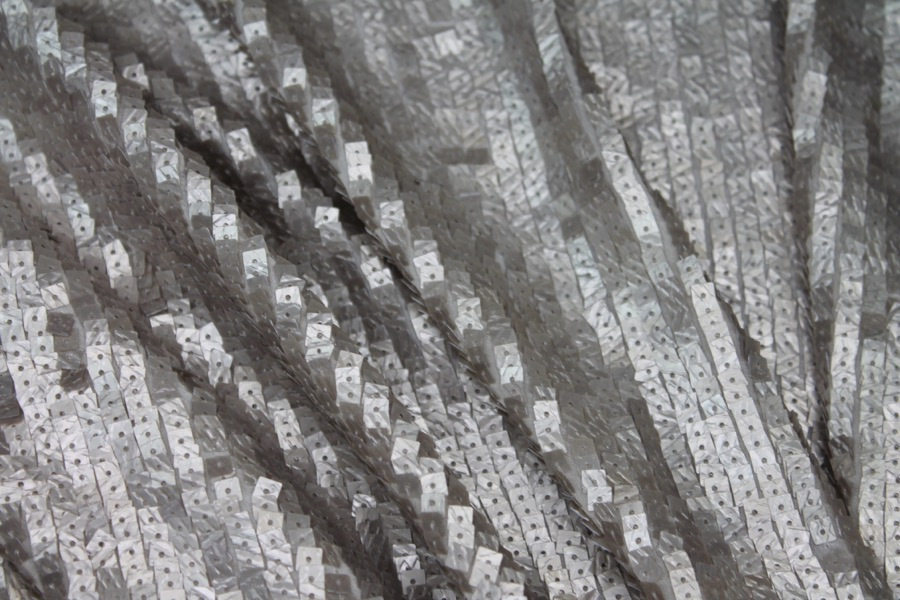 Oyster Overlapping Square Sequin On Silk Chiffon fabric, image 3 of 7