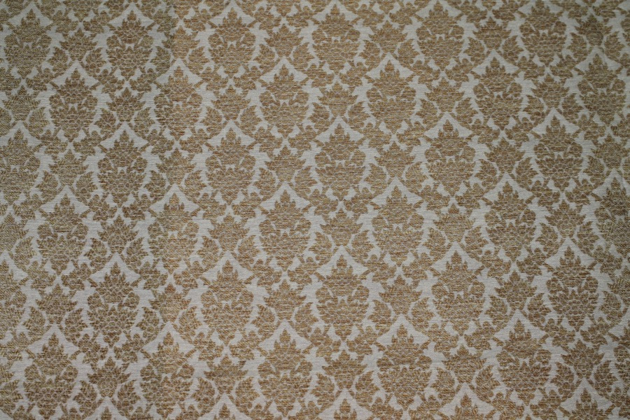 Off White and Gold Ornamental Brocade fabric, image 2 of 8