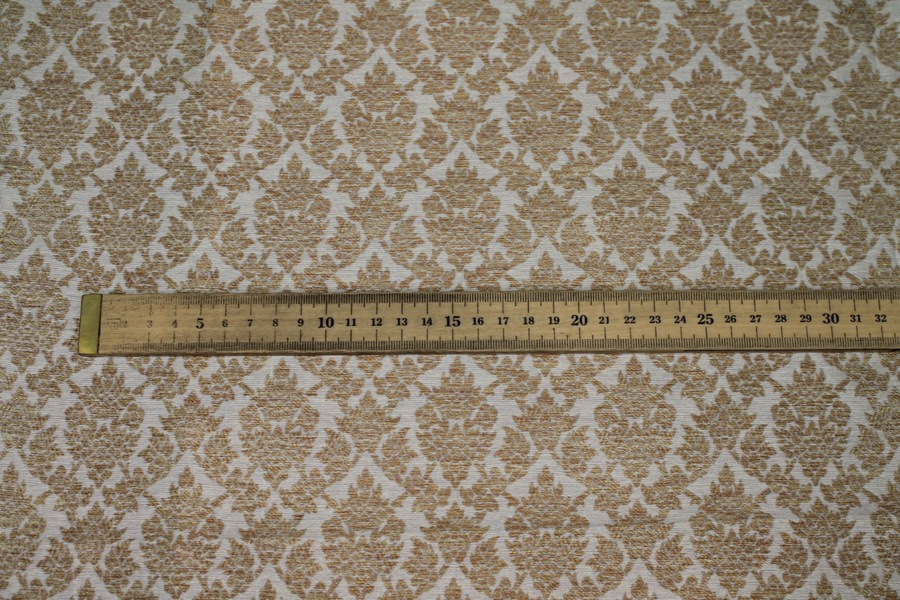 Off White and Gold Ornamental Brocade fabric, image 3 of 8