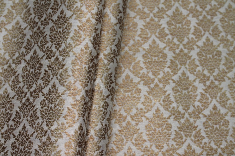 Off White and Gold Ornamental Brocade fabric, image 5 of 8