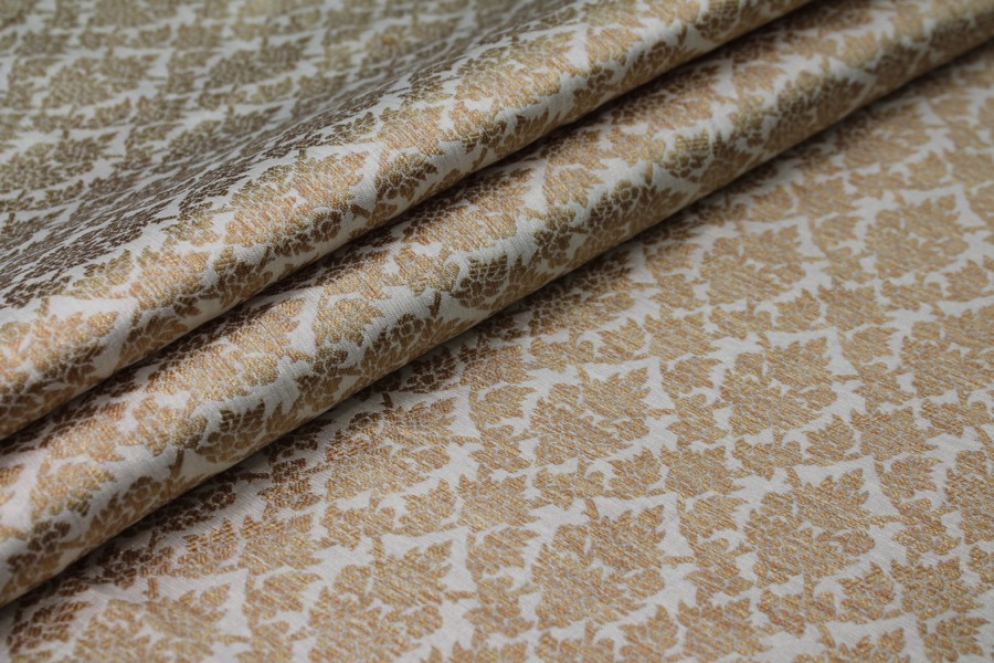 Off White and Gold Ornamental Brocade fabric