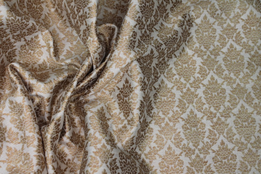 Off White and Gold Ornamental Brocade fabric, image 6 of 8