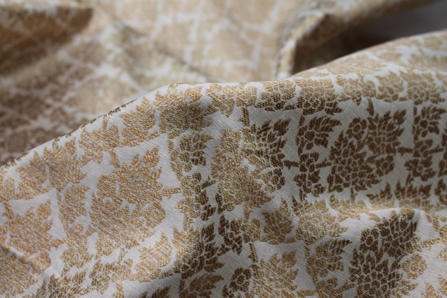Off White and Gold Ornamental Brocade fabric, image 8 of 8