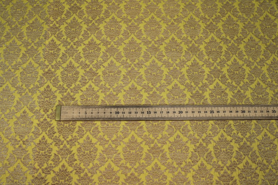 Yellow and Gold Ornamental Brocade fabric, image 4 of 8