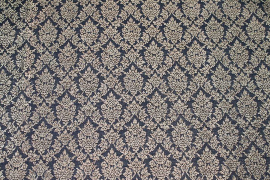 Dark Grey and Gold Ornamental Brocade fabric, image 4 of 8