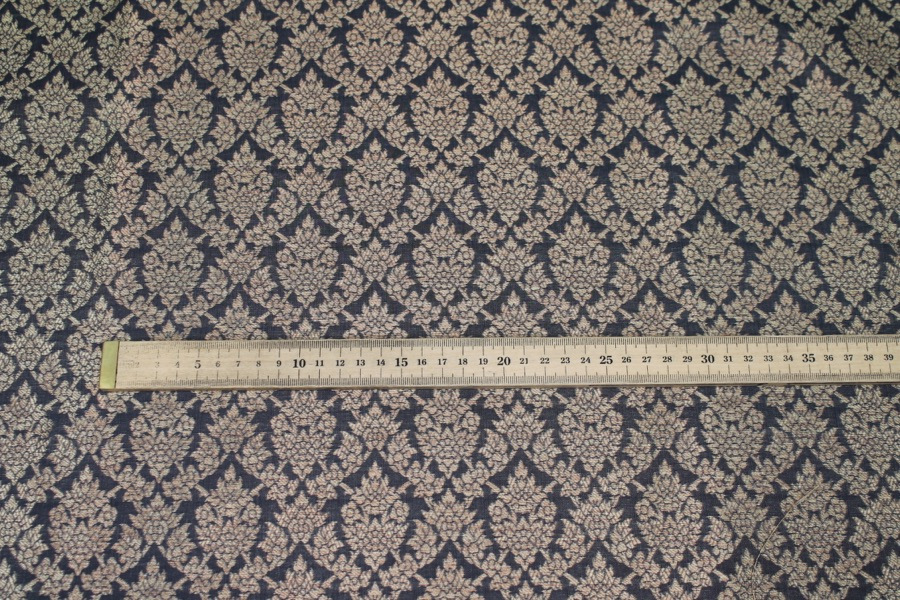 Dark Grey and Gold Ornamental Brocade fabric, image 3 of 8