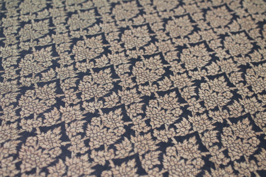 Dark Grey and Gold Ornamental Brocade fabric, image 2 of 8