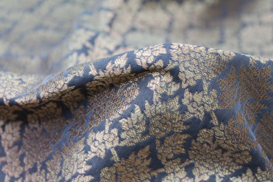 Dark Grey and Gold Ornamental Brocade fabric, image 7 of 8