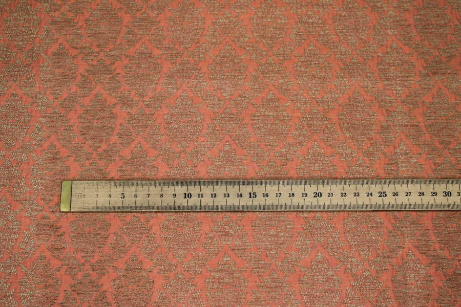 Peach and Gold Ornamental Brocade fabric, image 3 of 7