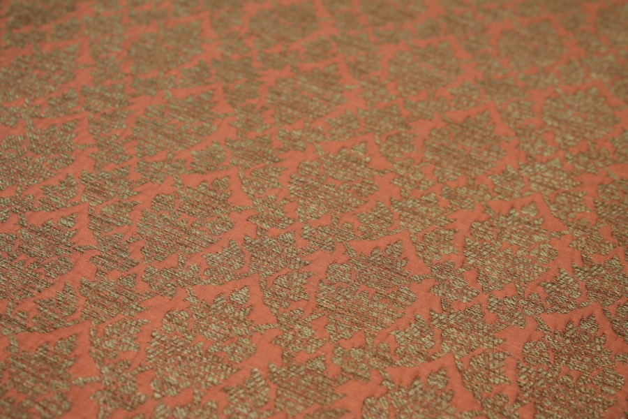 Peach and Gold Ornamental Brocade fabric, image 2 of 7