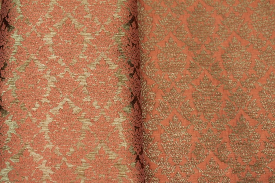 Peach and Gold Ornamental Brocade fabric, image 7 of 7