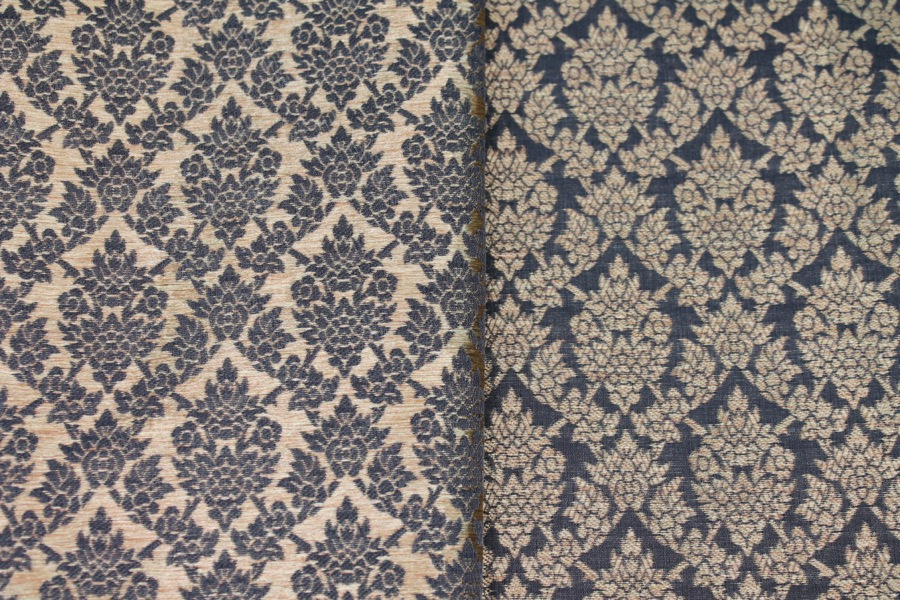 Dark Grey and Gold Ornamental Brocade fabric, image 8 of 8