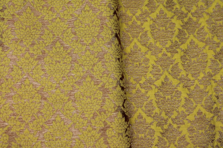 Yellow and Gold Ornamental Brocade fabric, image 8 of 8