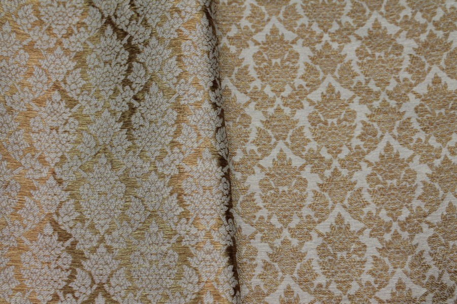 Off White and Gold Ornamental Brocade fabric, image 7 of 8