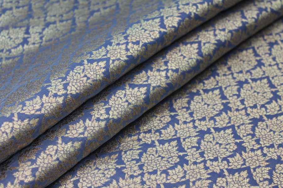 Navy and Gold Ornamental Brocade fabric