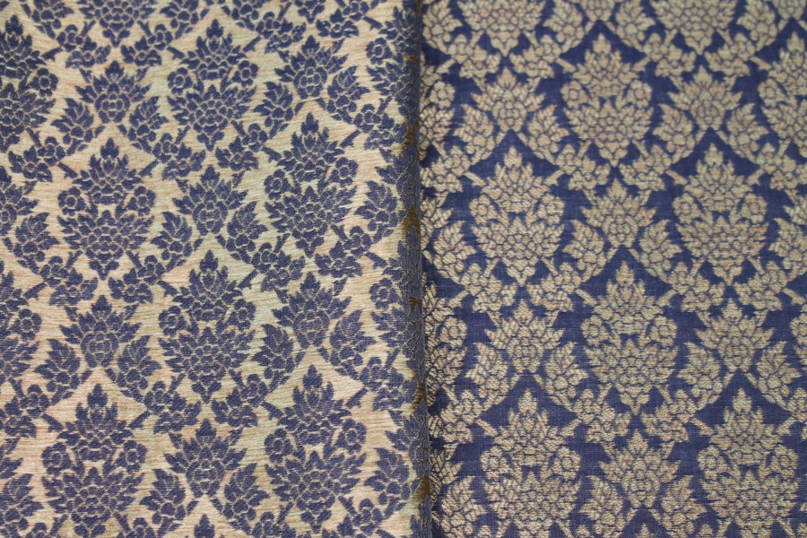 Navy and Gold Ornamental Brocade fabric, image 6 of 6