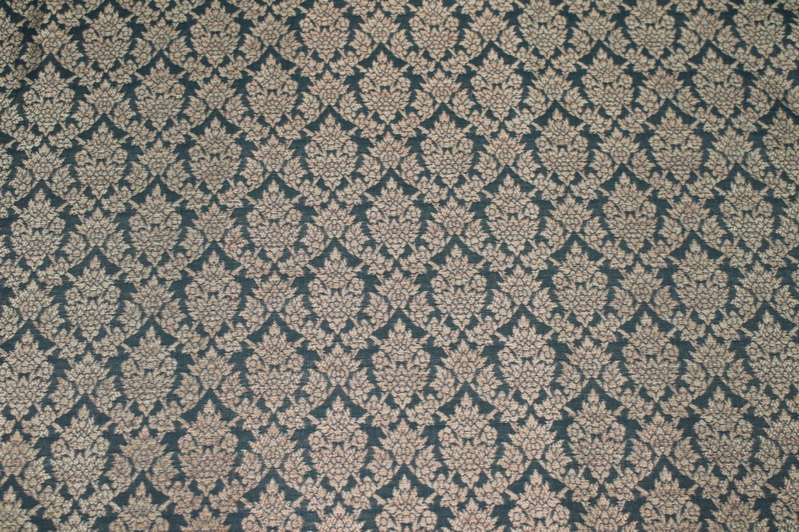 Bottle Green and Gold Ornamental Brocade fabric, image 2 of 8