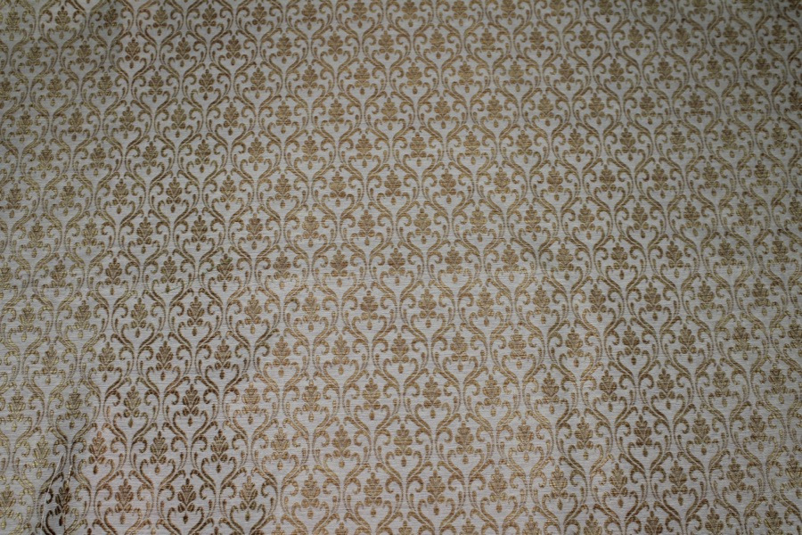 Ivory and Gold Ornamental Brocade fabric, image 2 of 8