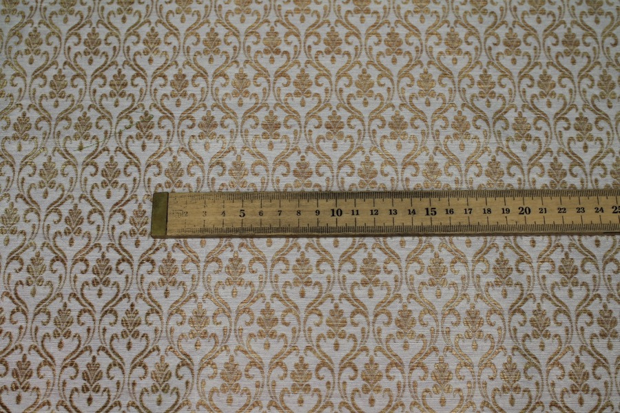Ivory and Gold Ornamental Brocade fabric, image 3 of 8