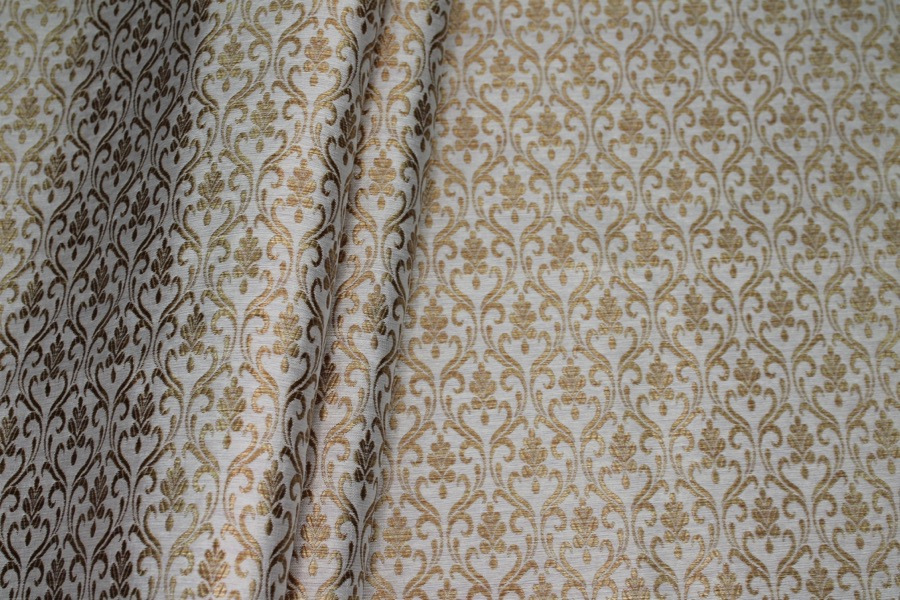 Ivory and Gold Ornamental Brocade fabric, image 5 of 8