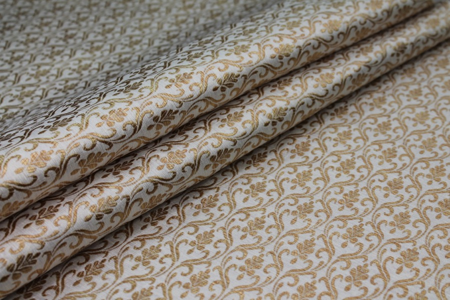 Ivory and Gold Ornamental Brocade fabric