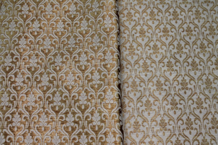 Ivory and Gold Ornamental Brocade fabric, image 8 of 8