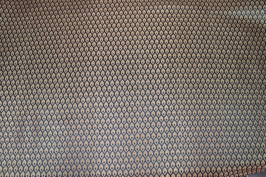 Banaras Brocade - Black / Gold Leaves fabric, image 4 of 7