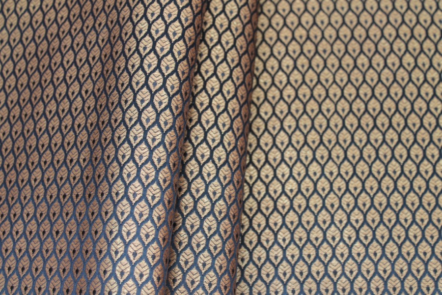 Banaras Brocade - Black / Gold Leaves fabric, image 5 of 7
