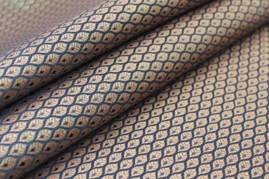 Banaras Brocade - Black / Gold Leaves fabric
