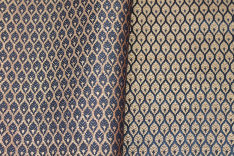 Banaras Brocade - Black / Gold Leaves fabric, image 7 of 7