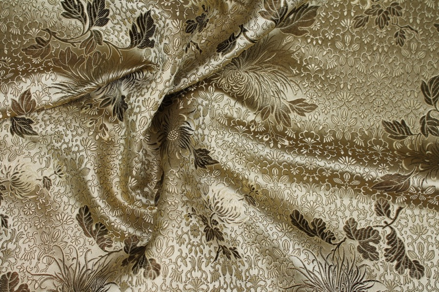 Chinese Brocade - Gold Chrysanthemums fabric, image 4 of 8