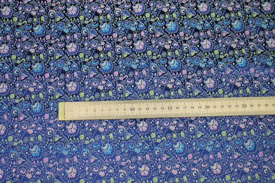 Chinese Brocade - Blue / Multi Floral fabric, image 5 of 8