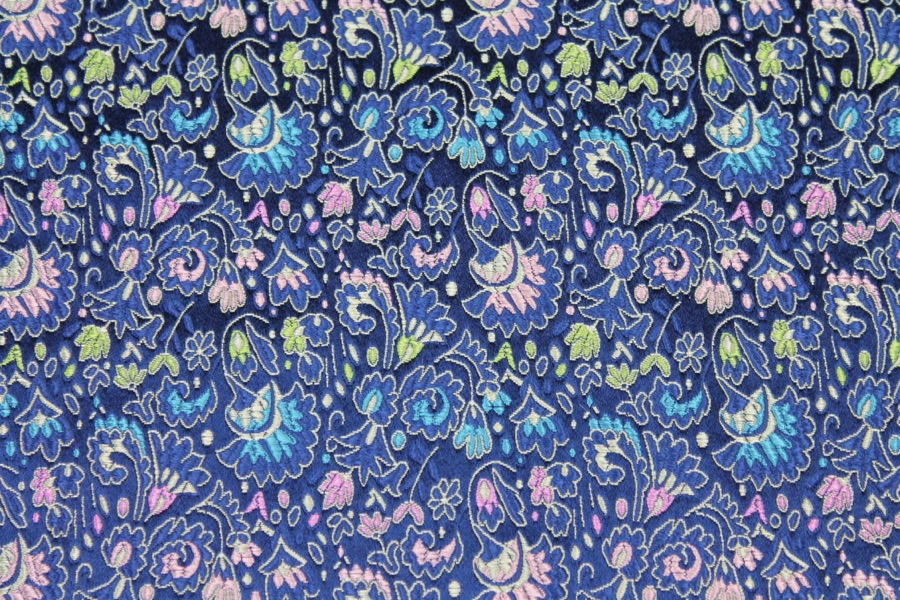 Chinese Brocade - Blue / Multi Floral fabric, image 2 of 8