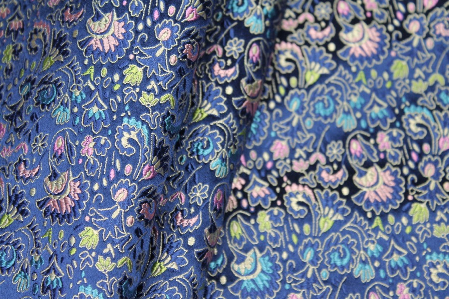 Chinese Brocade - Blue / Multi Floral fabric, image 6 of 8