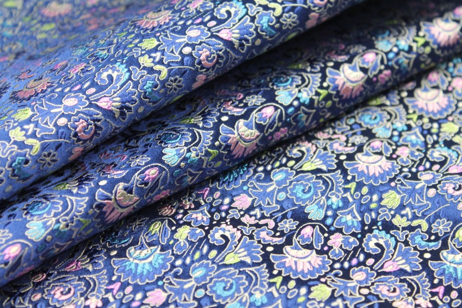 Chinese Brocade - Blue / Multi Floral fabric, image 7 of 8