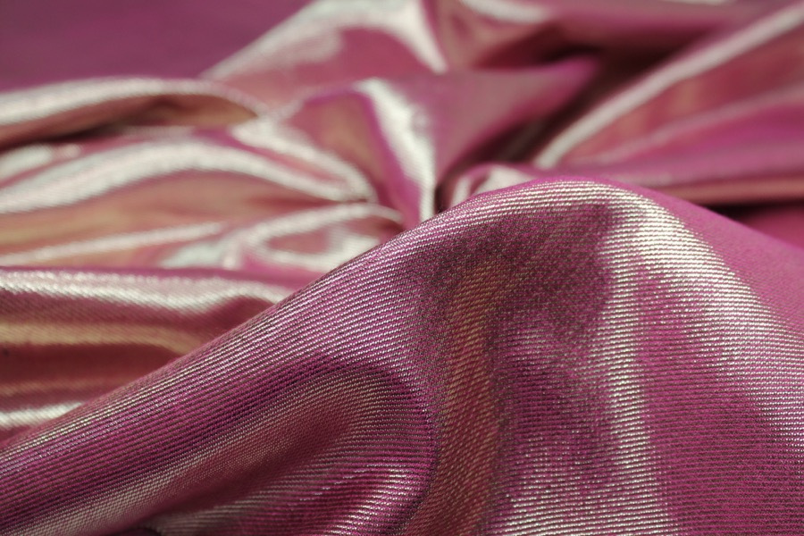 Silk Lurex Twill - Pink / Gold fabric, image 2 of 9