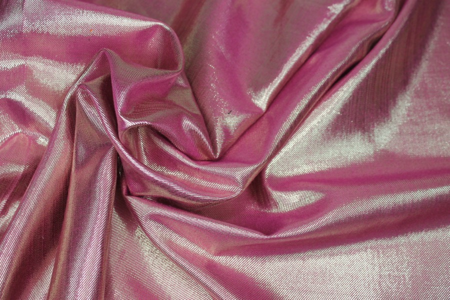 Silk Lurex Twill - Pink / Gold fabric, image 3 of 9
